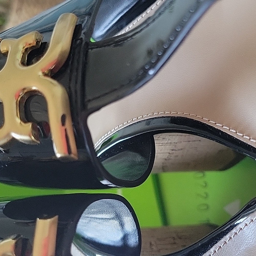 Sam Edelman Yardlie Black Patent and Cork Wedge Thong Sandal Sz 8.5 - Picture 11 of 12
